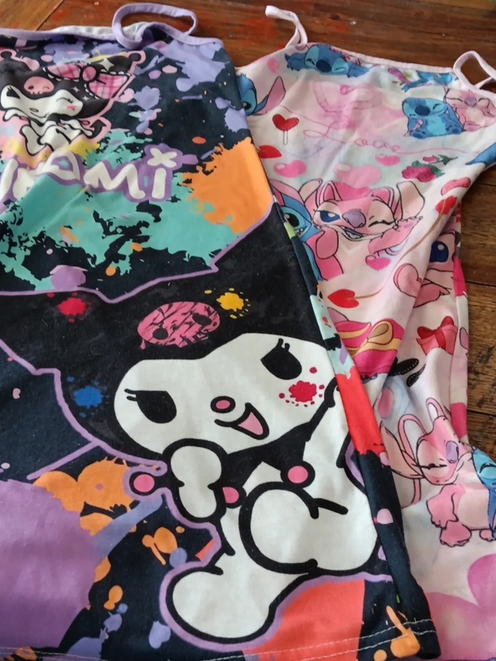 Kuromi And Stitch Graphic Tank Top Night Gowns— Black, Purple, Pink, Teal